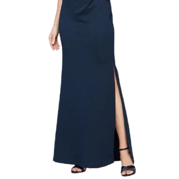 NWT S.L. Fashions 9134208 One Shoulder Formal Gown Navy Size 12 - Picture 2 of 6